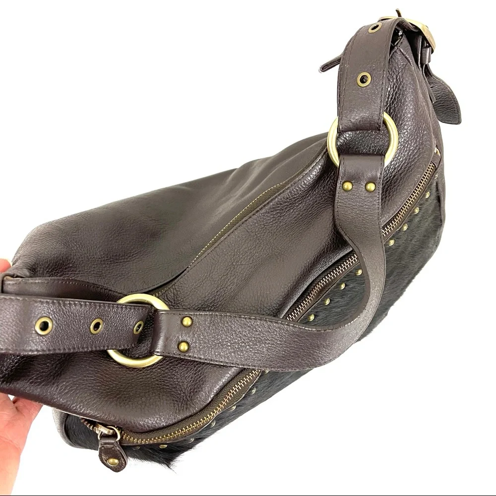 Aqua Madonna Calf Hair Leather Hobo Shoulder Bag